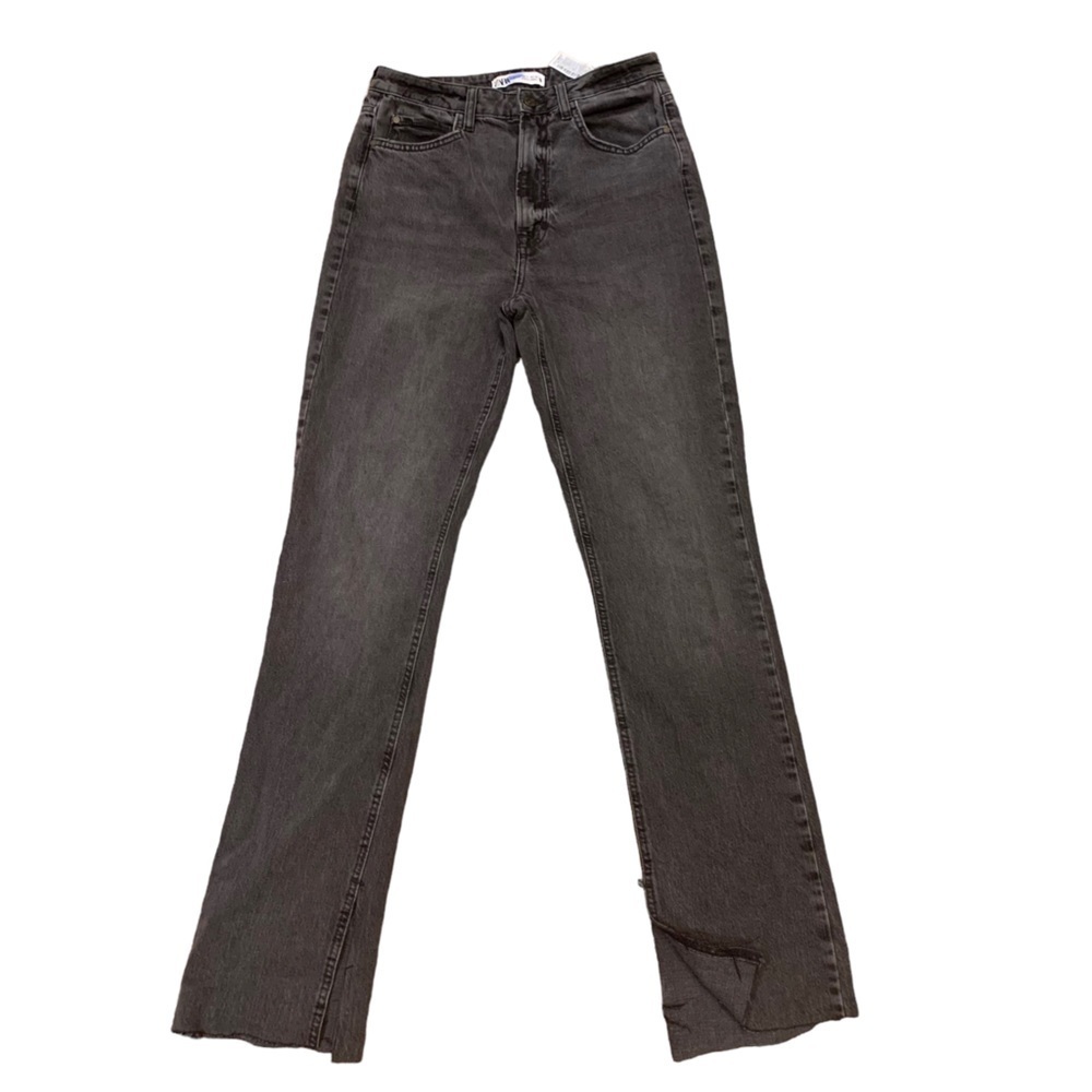 Zara Extra Long High Rise Slim Fit Slit Leg Jeans
